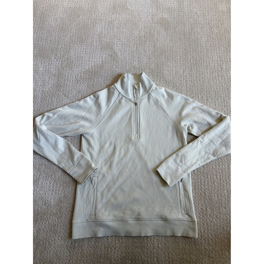 Lululemon Engineered Warmth Half Zip Women 6 Cream Merino Wool Pullover Top